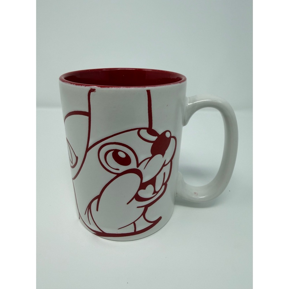 Buc-ees Coffee Mug Red White Beaver Mascot Outline Ceramic Cup Lake Jackson TX
